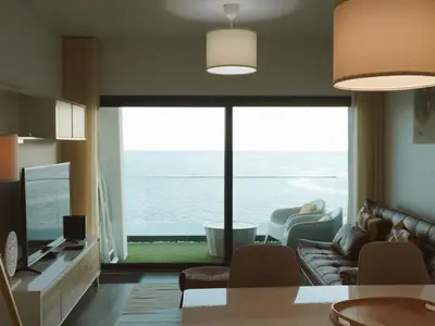 a balcony with a view of the ocean at Madeira Home at Cliff Residence in Santa Cruz