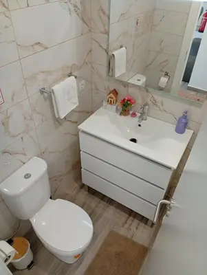 a bathroom with a white toilet and a sink at Danny's Rural Suite T2 in Curral das Freiras