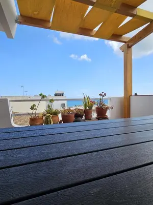 a row of potted plants sitting on a table at Talefe Apartment in Luz