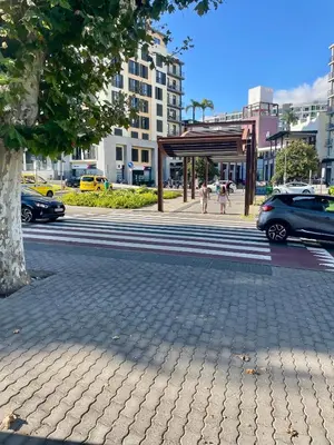 a city street with cars and a crosswalk at Rodamar Apartment Forum Funchal in Funchal