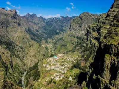 an aerial view of a valley in a mountain at Villa Getaway in Santo António da Serra in Santo da Serra
