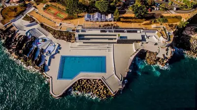 an aerial view of a resort on the water at OceanView Pearl Varino by Holiday Rental Madeira in Funchal
