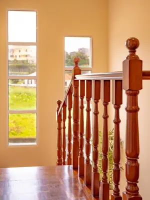 a staircase in a home with a window at Villa Serrão, By OP in Ponta Delgada