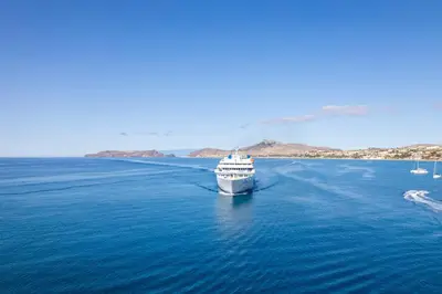 a cruise ship in the middle of the water at Casa Encosta do Sol by An Island Apart in Porto Santo