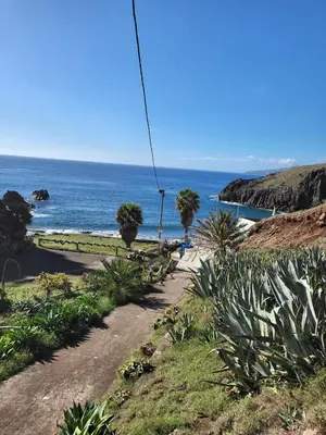 a dirt road leading to a beach with the ocean at Home Funchal Personal 3 in Funchal