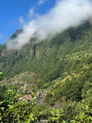 a mountain with a town on the side of it at Boaventura Cottage-Casa de Campo in Serra de Água