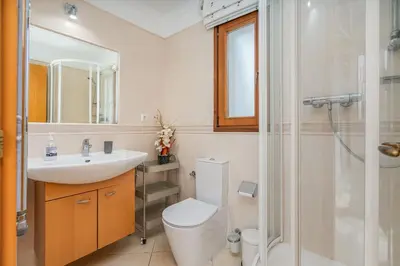 a bathroom with a toilet and a sink and a shower at Peaceful and lovely retreat with a pool #1982 in Barão de São Miguel