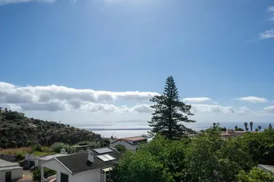 a view from the roof of a house with a tree at Madeira Ocean View by An Island Apart in Santa Cruz