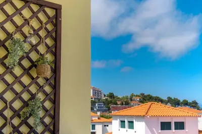 two pictures of a wall with a plant on it at GuestReady - Idyllic vacation with stunning views in Caniço