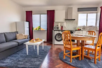 a living room with a couch and a table at Solar do Pico Apartment in Ponta Delgada