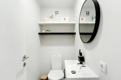 a bathroom with a shower and a toilet at Tini´s House Madeira Holiday in Gaula