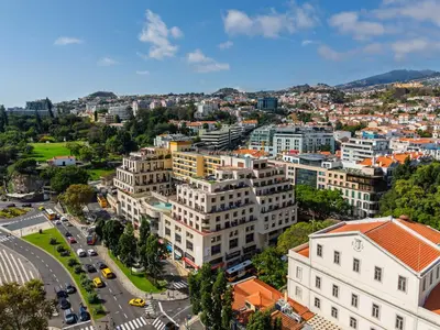 an aerial view of a city with buildings at Upgrade Paradise Marina in Funchal