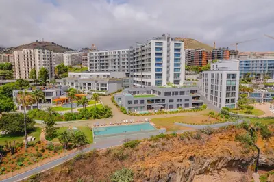 an aerial view of a city with buildings at FLH Ocean View Escape at Acqua Residences in Funchal