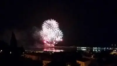 a firework display in the sky at night at Casa de Ferias dos Marmeleiros in Funchal