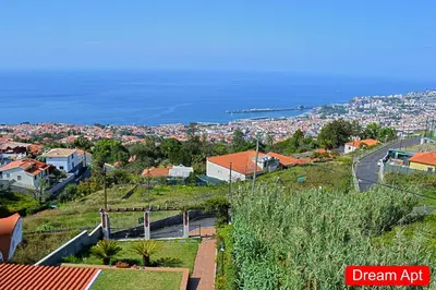 a view of a city with the ocean in the background at Villa Henriques in Funchal