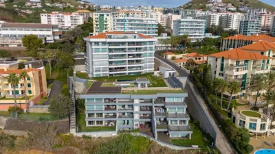 an aerial view of a city with buildings at Bogi's APT by LovelyStay in Funchal