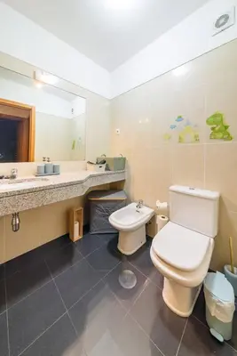 a bathroom with a toilet and a sink and a mirror at Gorete Apartment 3 by Mth in Funchal