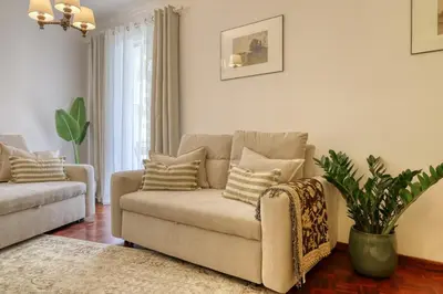a living room with a couch and a plant at Cantinho da Elvira, a Home in Madeira in Funchal