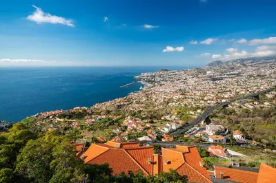 an aerial view of a city and the ocean at Atlantic Ocean by Holiday Rental Madeira in Funchal