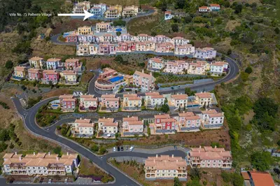 an aerial view of a residential neighborhood with a road at Villa La Terrasse by Holiday Rental Madeira in Funchal