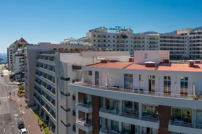 an aerial view of a city with tall buildings at Diego Cruz Penthouse by Holiday Rental Madeira in Funchal