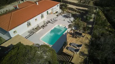 an overhead view of a swimming pool in a house at Villa Hideaway - Splendid Sea View with a Pool in Aljezur