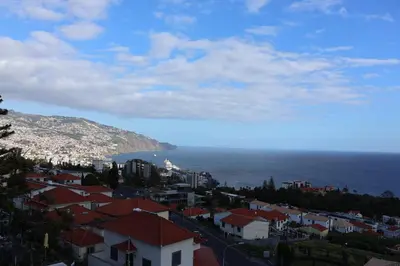 a view of a city with the ocean in the background at Bianka & Jose Apartment Funchal Madeira in Funchal