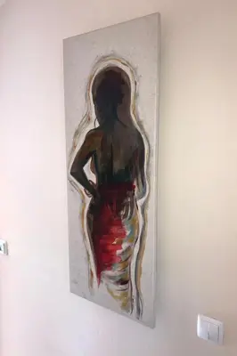a painting of a woman in a red dress on a wall at Holiday Home Vila Marques da Luz by Interhome in Montinhos da Luz