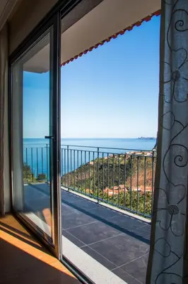 a view of the ocean from the balcony of a house at Holiday Home Elegantes Haus in Santana mit Garten und Grill by Interhome in Santana