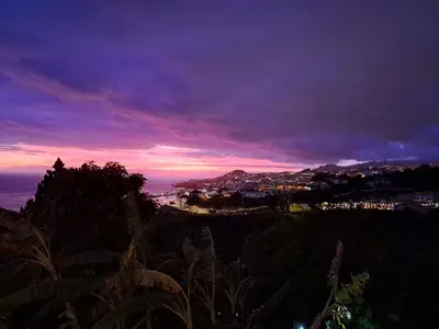 a view of a city at night with a purple sky at S&I Chillhouse Funchal in Funchal