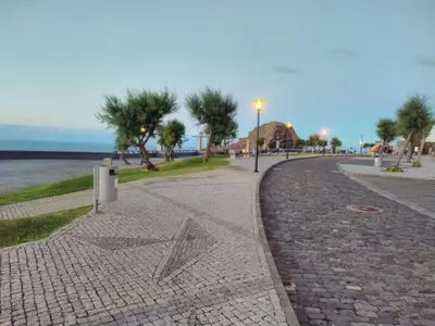 a cobblestone street with a star on it next to the beach at Holiday Home Quinta do Serrado 2 by Interhome in Ribeira da Janela