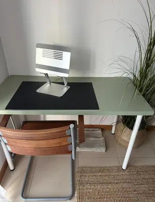 a desk with a computer sitting on top of it at Casa Solaris Algarve in Burgau