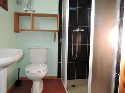 a bathroom with a toilet and a shower at Holiday Home in Canhas mit Schönem Garten by Interhome in Ponta do Sol