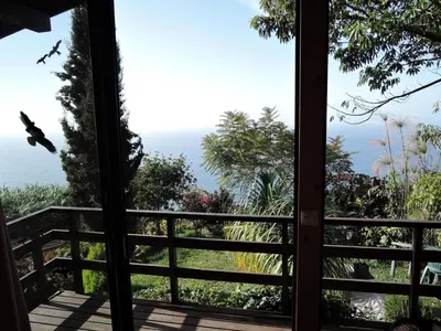 a window view of the ocean from a house at Holiday Home in Canhas mit Schönem Garten by Interhome in Ponta do Sol