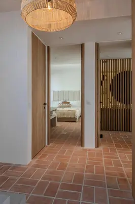 a bathroom with a sink and a bed at Exclusive Luxury Villa Pool & Ocean View Salema in Budens