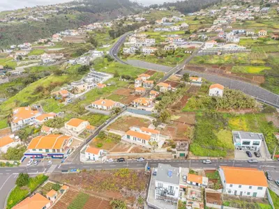 an aerial view of a small town with houses at Casa Avô ladeira 2 in Estreito da Calheta