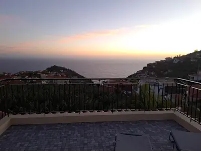 a balcony with a view of the ocean at Estudio Vista Mar in Ribeira Brava