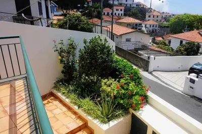a balcony with plants on the side of a building at !Your Home In Madeira in Funchal