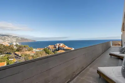 a balcony with a view of the ocean at Monumental Alta Vista Panoramic View Balcony in Funchal