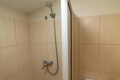 a shower with a shower head in a bathroom at Apartamento Teixeira in Arco da Calheta