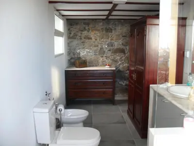 a bathroom with a toilet and a sink at Fazenda do Sousinha in Funchal