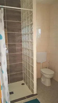a bathroom with a shower with a toilet at Villa Boa Vista Sul - Terra da Eira - Raposeira in Vila do Bispo