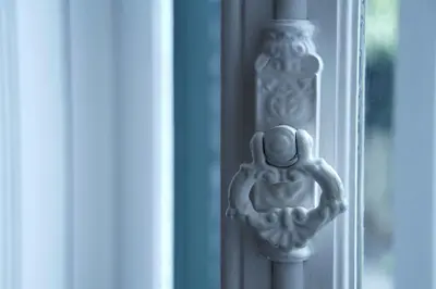 a metal door knocker on a glass door at Pimenta Funchal Downtown in Funchal