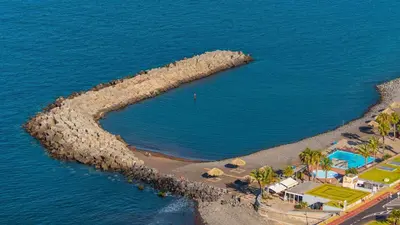an aerial view of a small island in the ocean at Giesta Flower by Madeira Holiday Rentals in Ribeira Brava