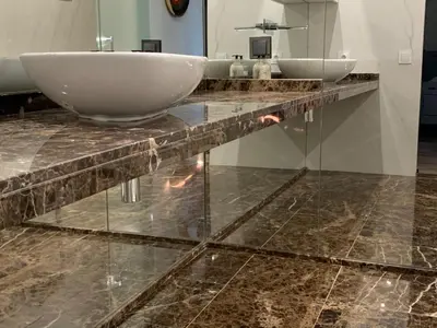 a bathroom with a counter with two sinks on it at Belvedere Boutique - Adults only in Funchal