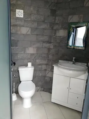 a bathroom with a toilet and a sink and a mirror at Imaculado Village in Funchal