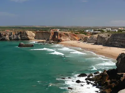 a view of a beach with rocks and the ocean at OCEANUS ROOM With private kitchen, bathroom and terrace 300m from the beach in Sagres