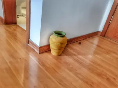 a vase sitting on the floor in a room at Falesia Apartment - Reis Magos Beach in Caniço
