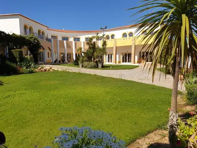 a palm tree in front of a building at Club House CVL in Luz