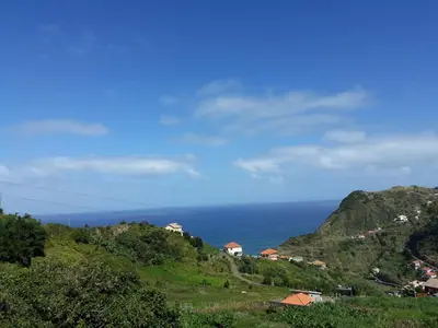 a view of the ocean from a hill at Vista Boa in Porto da Cruz
